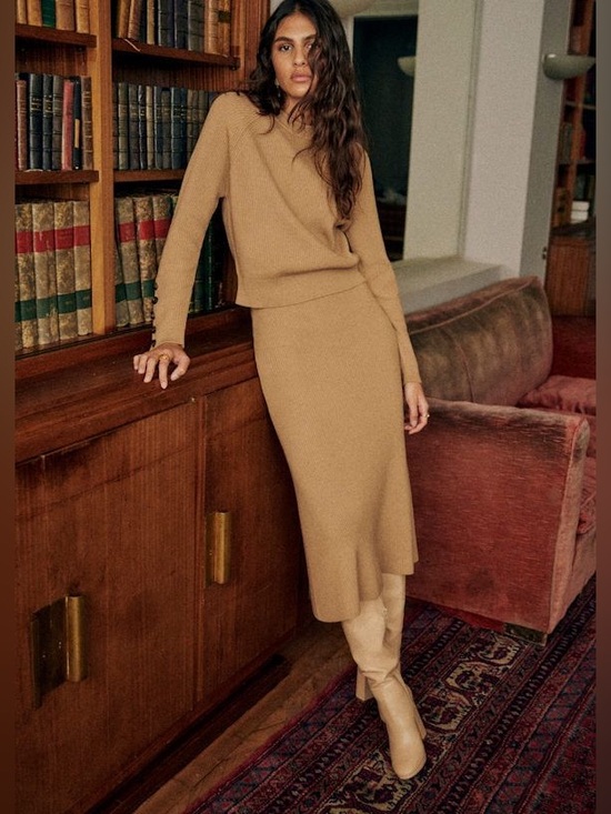 Sezane Dresses & Skirts - Sezane Sami Jumper and Naelle Skirt Set Camel Size Large